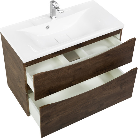 Тумба подвесная с раковиной BelBagno MARINO-H60-900-2C-SO-RW-P 90 см, Rovere Moro (раковина BB900/450-LV-MR-PR) - фото 5