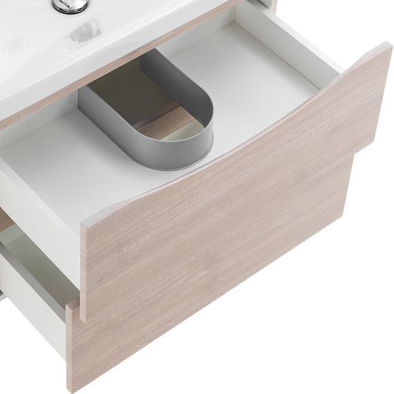 Тумба подвесная с раковиной BelBagno MARINO-CER-700-2C-SO-RG-P 70 см, Rovere Grigio - фото 7