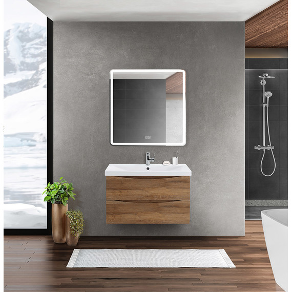 Тумба подвесная с раковиной BelBagno MARINO-CER-800-2C-SO-RR-P 80 см, Rovere Rustico - фото 10