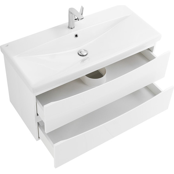 Тумба подвесная с раковиной BelBagno MARINO-CER-1000-2C-SO-BL-P 100 см, Bianco Lucido - фото 6