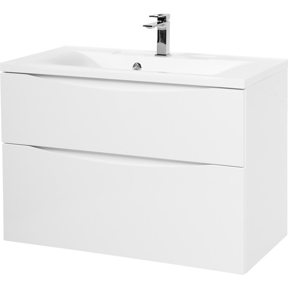 Тумба подвесная с раковиной BelBagno MARINO-H60-900-2C-SO-BL-P 90 см, Bianco Lucido (раковина BB900/450-LV-MR-PR) - фото 