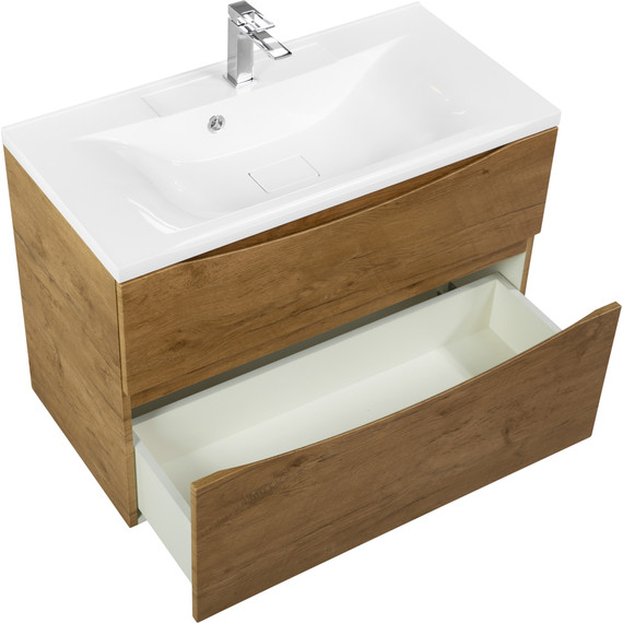 Тумба подвесная с раковиной BelBagno MARINO-H60-800-2C-SO-RN-P 80 см, Rovere Nature (раковина BB800/450-LV-MR-PR) - фото 3