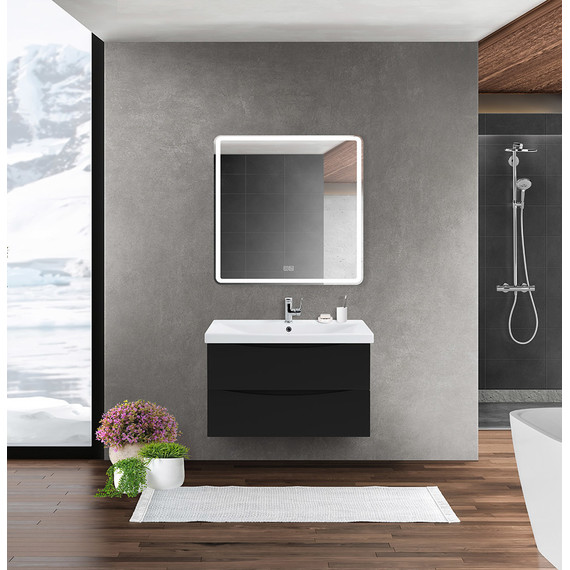 Тумба подвесная с раковиной BelBagno MARINO-CER-700-2C-SO-NL-P 70 см, Nero Lucido - фото 9