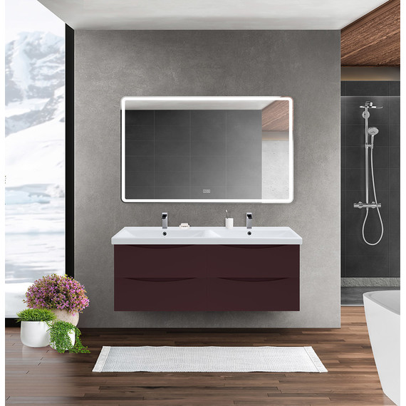 Тумба подвесная с раковиной BelBagno MARINO-CER-1200-4C-SO-2-BRDL-P 120 см, Bordo Lucido - фото 9