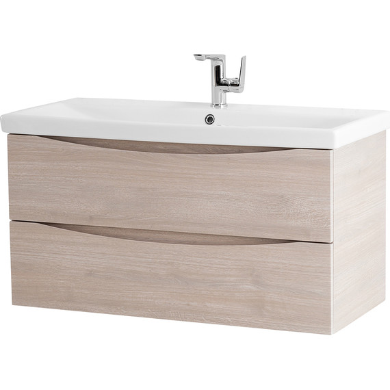 Тумба подвесная с раковиной BelBagno MARINO-CER-900-2C-SO-RG-P 90 см, Rovere Grigio - фото 5