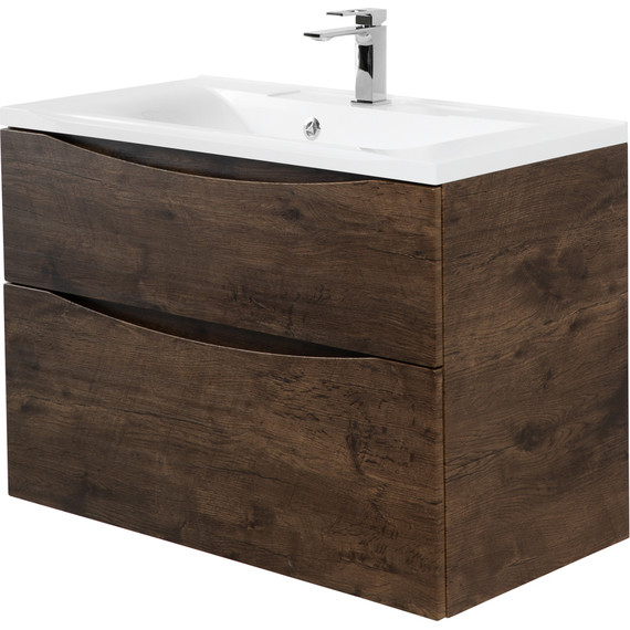 Тумба подвесная с раковиной BelBagno MARINO-H60-800-2C-SO-RW-P 80 см, Rovere Moro (раковина BB800/450-LV-MR-PR) - фото 2