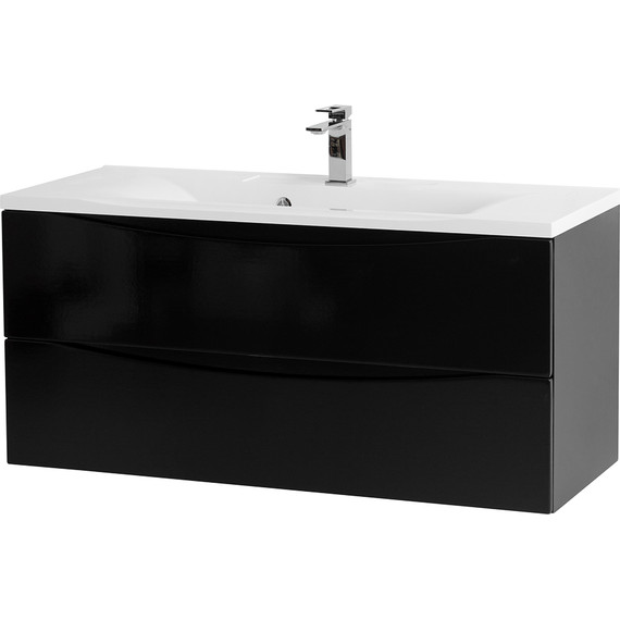 Тумба подвесная с раковиной BelBagno MARINO-1100-2C-SO-NL-P 110 см, Nero Lucido - фото 2