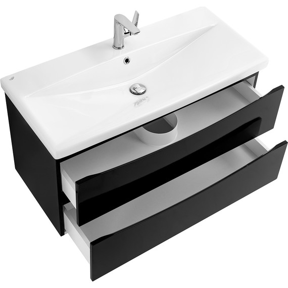 Тумба подвесная с раковиной BelBagno MARINO-CER-900-2C-SO-NL-P 90 см, Nero Lucido - фото 6