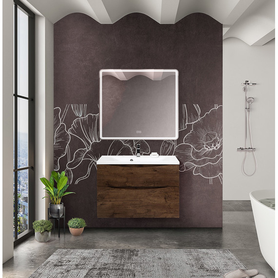 Тумба подвесная с раковиной BelBagno MARINO-H60-900-2C-SO-RW-P 90 см, Rovere Moro (раковина BB900/450-LV-MR-PR) - фото 8