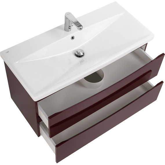 Тумба подвесная с раковиной BelBagno MARINO-CER-800-2C-SO-BRDL-P 80 см, Bordo Lucido - фото 6