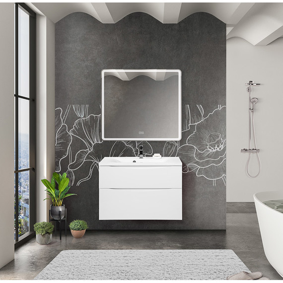 Тумба подвесная с раковиной BelBagno MARINO-H60-800-2C-SO-BL-P 80 см, Bianco Lucido (раковина BB800/450-LV-MR-PR) - фото 8