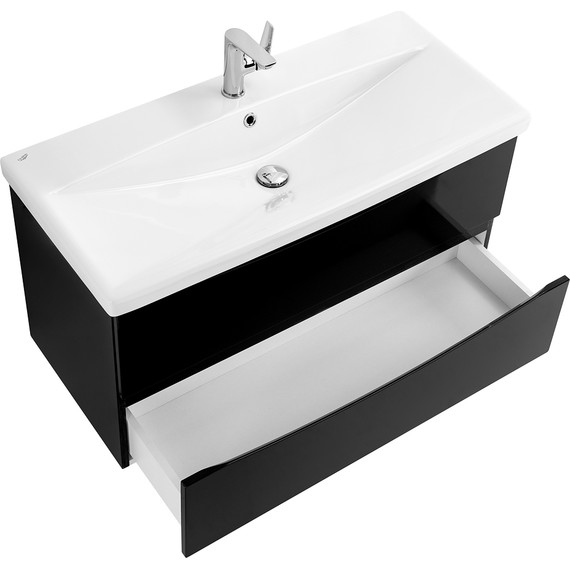 Тумба подвесная с раковиной BelBagno MARINO-CER-900-2C-SO-NL-P 90 см, Nero Lucido - фото 3