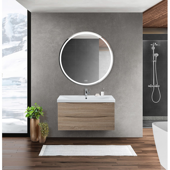 Тумба подвесная с раковиной BelBagno MARINO-CER-900-2C-SO-WO-P 90 см, Rovere Bianco - фото 10