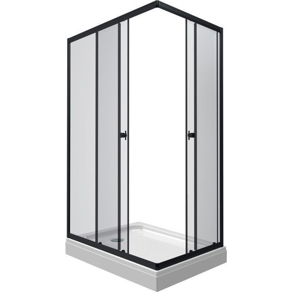 Душевое ограждение Triton Вента 100x80 см (с поддоном) чёрный/прозрачное - фото 