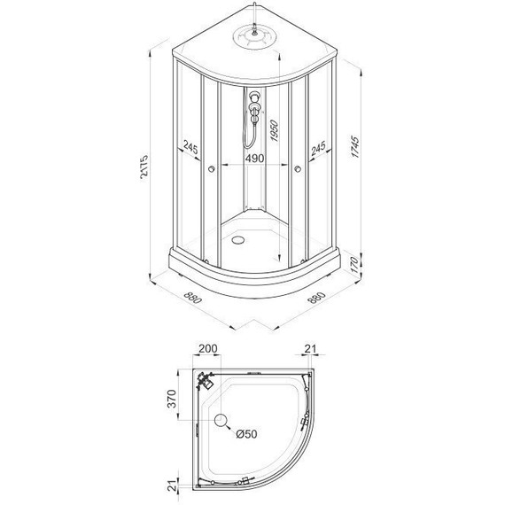 Душевая кабина Triton Экстра А 88x88 см, белый/прозрачное - фото, картинка 14 Душевая кабина Triton Экстра А 88x88 см, белый/прозрачное - фото 14