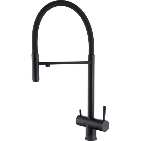 Смеситель для кухни Abber Wasser Kreis AF81141B, с подключением фильтра и выдвижной лейкой, чёрный матовый, Цвет производителя: чёрный матовый - фото 