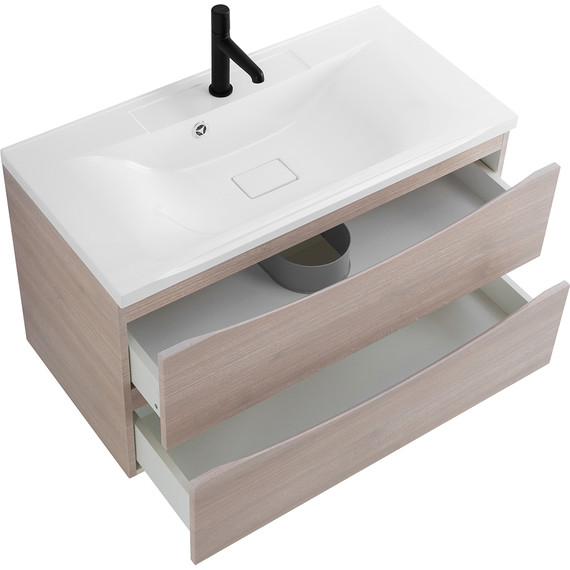 Тумба подвесная с раковиной BelBagno MARINO-900-2C-SO-RG-P 90 см, Rovere Grigio (раковина BB900/450-LV-MR-PR) - фото 5