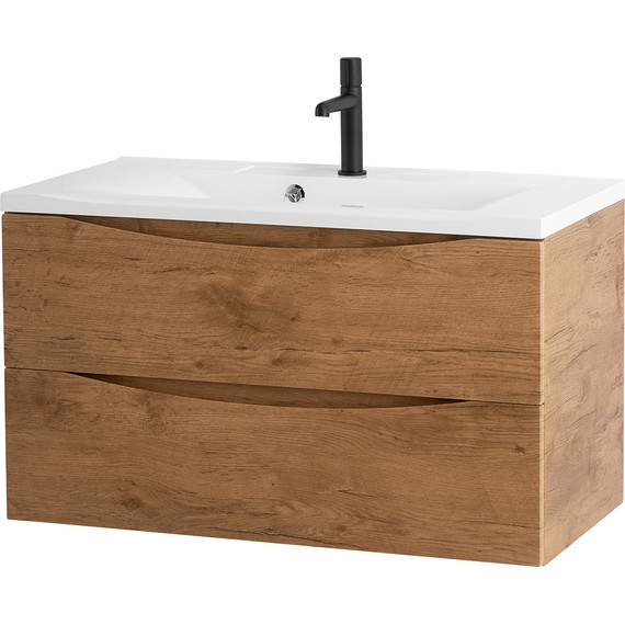 Тумба подвесная с раковиной BelBagno MARINO-900-2C-SO-RN-P 90 см, Rovere Nature (раковина BB900/450-LV-MR-PR) - фото 