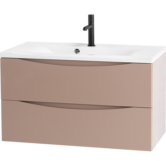 Тумба подвесная с раковиной BelBagno MARINO-900-2C-SO-CL-P 90 см, Capucino Lucido (раковина BB900/450-LV-MR-PR) - фото 