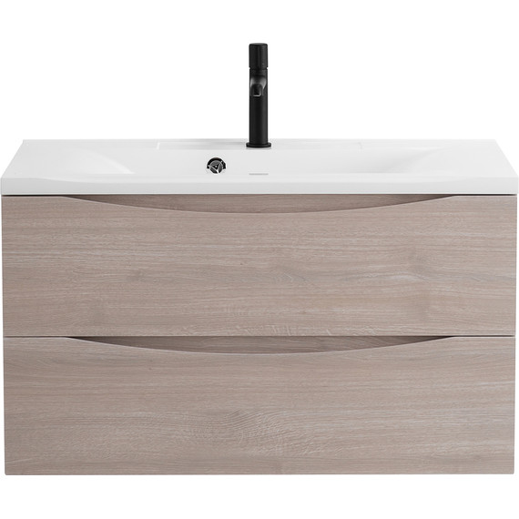 Тумба подвесная с раковиной BelBagno MARINO-900-2C-SO-RG-P 90 см, Rovere Grigio (раковина BB900/450-LV-MR-PR) - фото 2