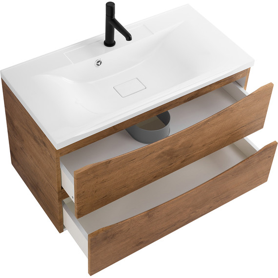 Тумба подвесная с раковиной BelBagno MARINO-900-2C-SO-RN-P 90 см, Rovere Nature (раковина BB900/450-LV-MR-PR) - фото 5