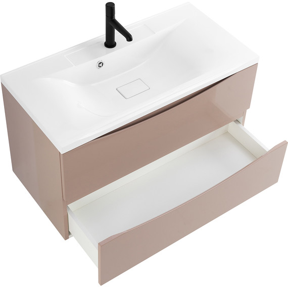 Тумба подвесная с раковиной BelBagno MARINO-900-2C-SO-CL-P 90 см, Capucino Lucido (раковина BB900/450-LV-MR-PR) - фото 3