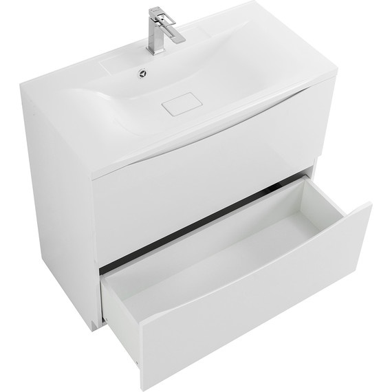 Тумба напольная с раковиной BelBagno MARINO-900-2C-PIA-BL-P 90 см, Bianco Lucido (раковина чёрная BB900/450-LV-ART-AST-NERO) - фото 4