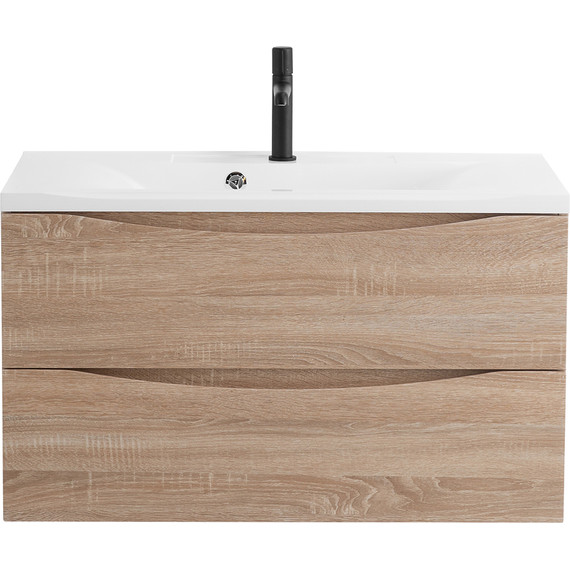 Тумба подвесная с раковиной BelBagno MARINO-900-2C-SO-WO-P 90 см, Rovere Bianco (раковина BB900/450-LV-MR-PR) - фото 