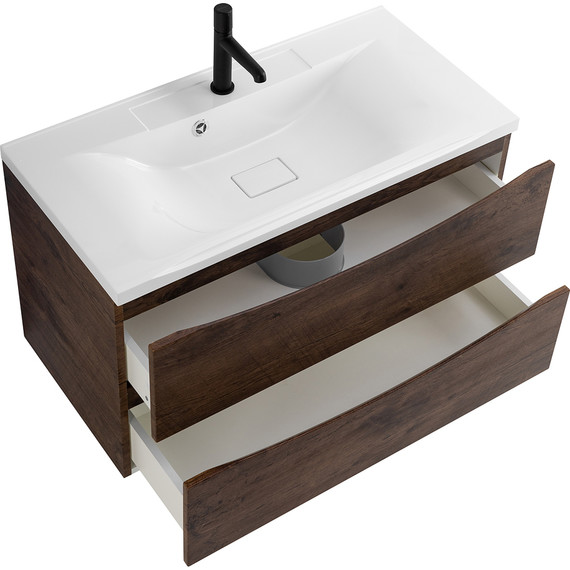 Тумба подвесная с раковиной BelBagno MARINO-900-2C-SO-RW-P 90 см, Rovere Moro (раковина BB900/450-LV-MR-PR) - фото 5