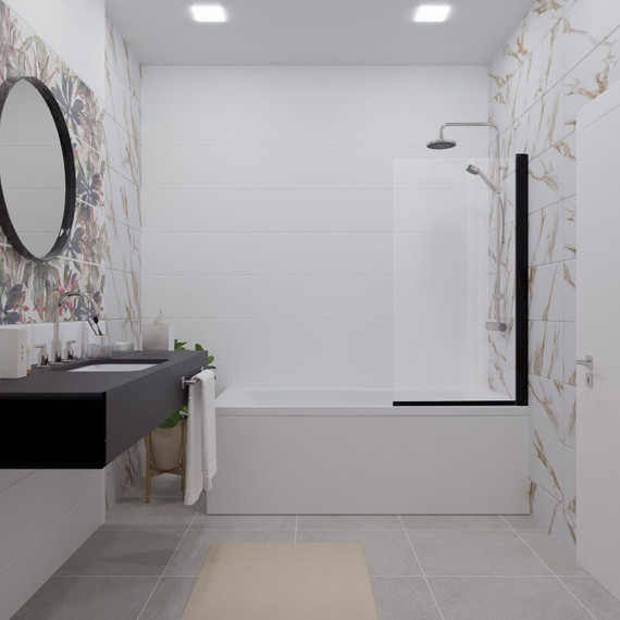 Шторка для ванны Triton Соло, чёрный/прозрачное - фото, картинка 2 Шторка для ванны Triton Соло, чёрный/прозрачное - фото 2