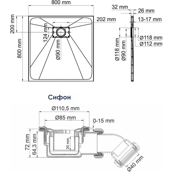 Поддон SMC WasserKraft Main 80х80 см 41T02 - фото 2