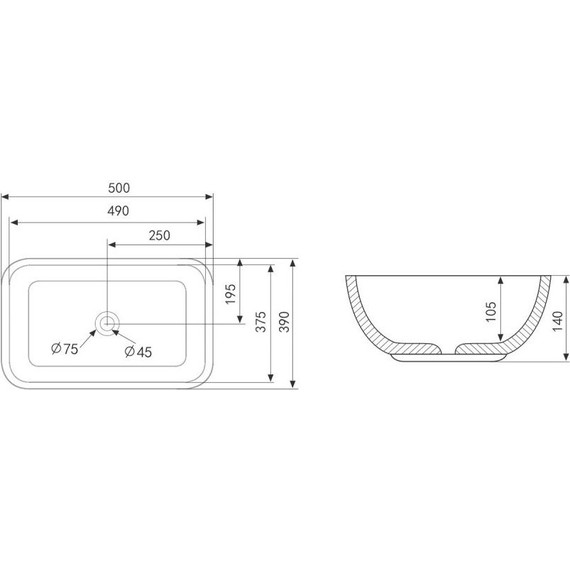 Раковина-чаша Abber Rechteck 50 см AC2202MW, белый матовый - фото 4