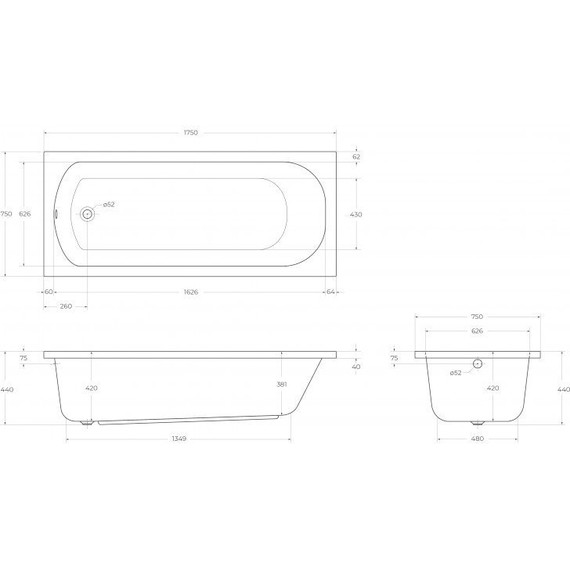 Ванна акриловая Cezares Eco 175x75 см ECO-175-75-41-W37, Размер - мм: 1750х750 - фото, картинка 10 Ванна акриловая Cezares Eco 175x75 см ECO-175-75-41-W37, Размер - мм: 1750х750 - фото 10