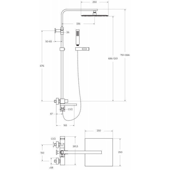 Душевая стойка BelBagno Luce LUC-VSCM-ORO, золото, Цвет производителя: золото - фото, картинка 2 Душевая стойка BelBagno Luce LUC-VSCM-ORO, золото, Цвет производителя: золото - фото 2