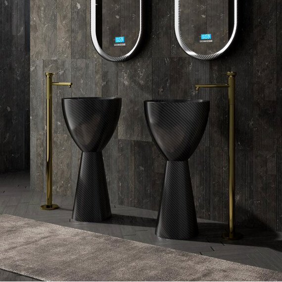 Раковина напольная Abber Karbon 45 см AK2003, чёрный - фото 