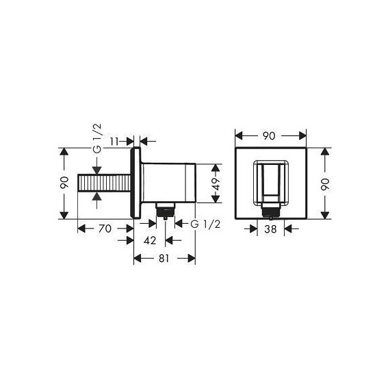 Шланговое подсоединение с держателем Hansgrohe FixFit E 26889670, чёрный - фото 2