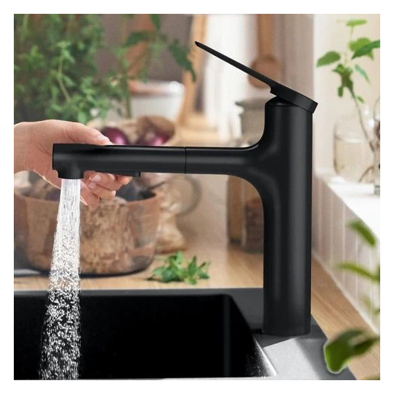 Смеситель для кухни Hansgrohe Zesis M33 74801670, чёрный матовый - фото 3