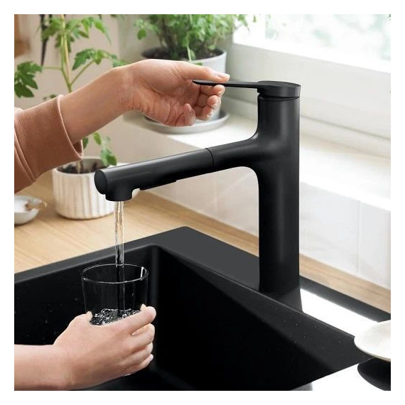 Смеситель для кухни Hansgrohe Zesis M33 74801670, чёрный матовый - фото 4