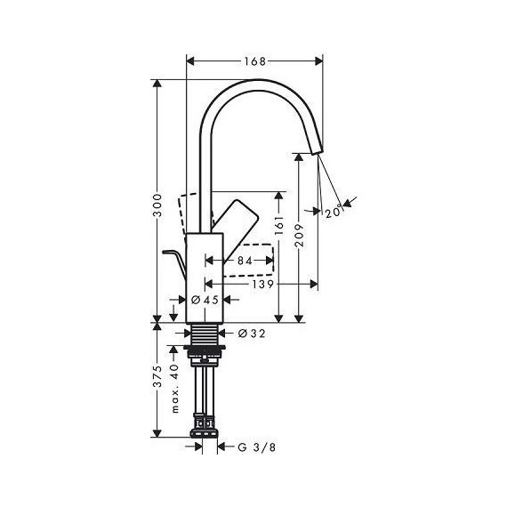 Смеситель для раковины Hansgrohe Vivenis 210 75030670, чёрный матовый - фото 4