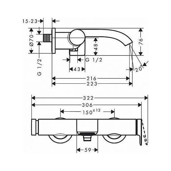 Смеситель для ванны Hansgrohe Vivenis 75420000 - фото 4