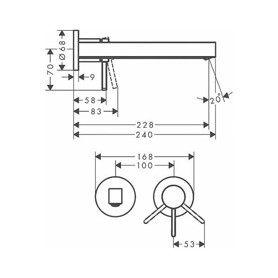Смеситель для раковины настенный Hansgrohe Finoris 76050670, черный матовый - фото 3
