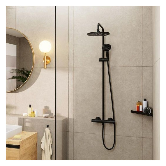 Душевая стойка с термостатом Hansgrohe Vernis Blend 26426670, чёрный матовый - фото 2