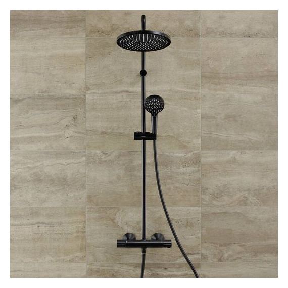 Душевая стойка с термостатом Hansgrohe Vernis Blend 26426670, чёрный матовый - фото 3