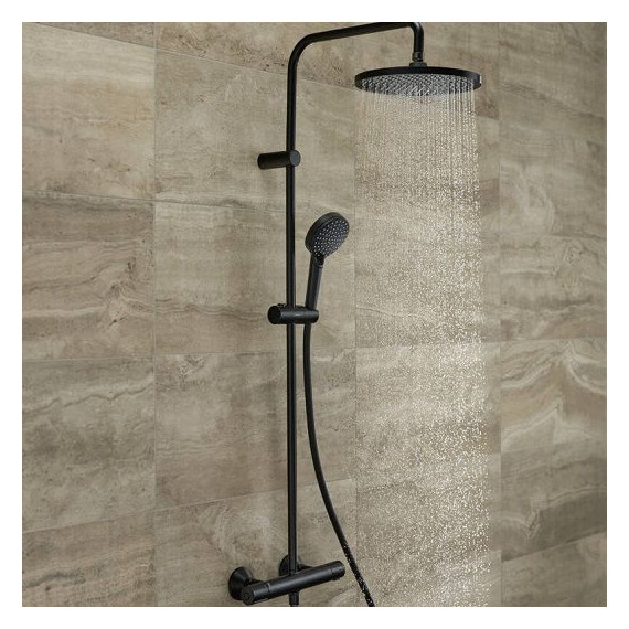 Душевая стойка с термостатом Hansgrohe Vernis Blend 26426670, чёрный матовый - фото 4