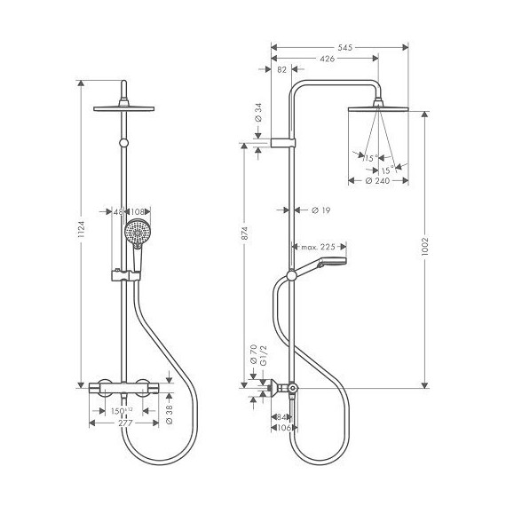 Душевая стойка с термостатом Hansgrohe Vernis Blend 26426670, чёрный матовый - фото 5