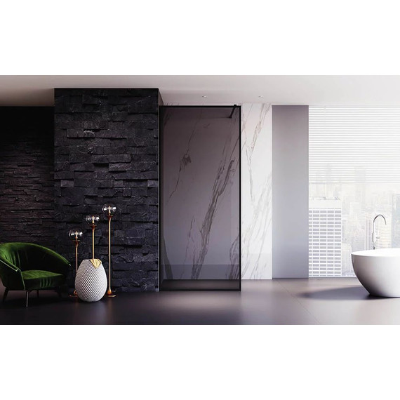 Душевая перегородка Veconi Korato 80 см KR81BT-80-05-C4 (стекло 8 мм) с кронштейном в комплекте, чёрный/тонированное - фото 2