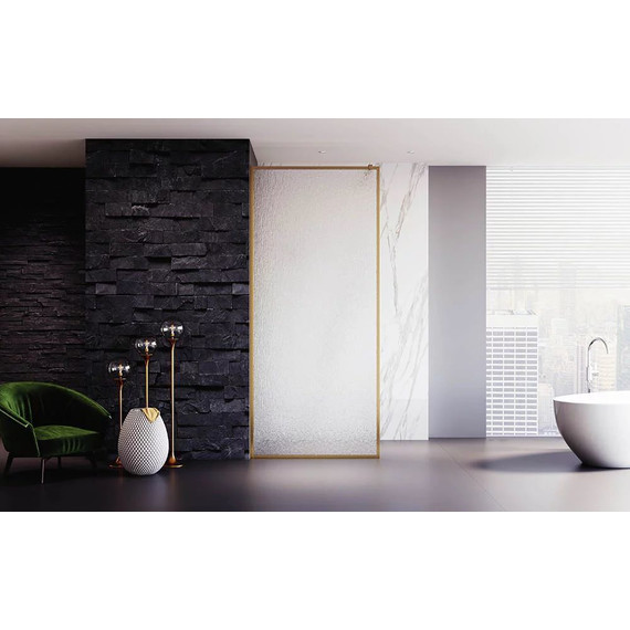 Душевая перегородка Veconi Korato 90 см KR81RG-90-06-C4 (стекло 8 мм) с кронштейном в комплекте, брашированное золото/матовое - фото 2