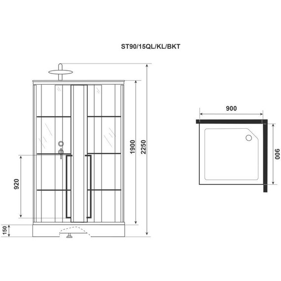 Душевая кабина Niagara Standart 90x90 см L ST90/15QL/KL/BKT, чёрный/прозрачное - фото, картинка 8 Душевая кабина Niagara Standart 90x90 см L ST90/15QL/KL/BKT, чёрный/прозрачное - фото 8