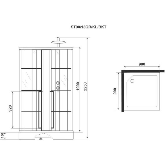 Душевая кабина Niagara Standart 90x90 см R ST90/15QR/KL/BKT, чёрный/прозрачное - фото, картинка 8 Душевая кабина Niagara Standart 90x90 см R ST90/15QR/KL/BKT, чёрный/прозрачное - фото 8