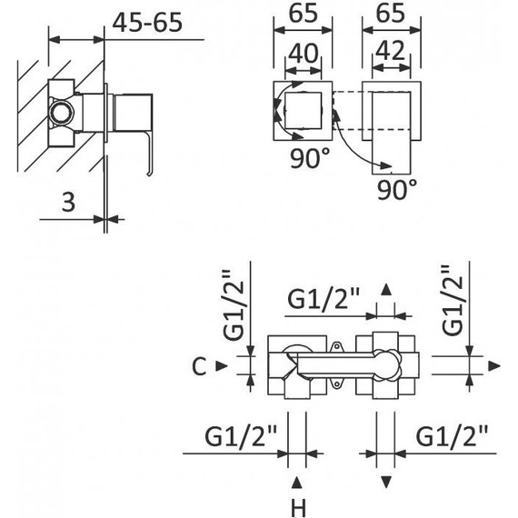 Смеситель для душа Cezares PORTA-VDIM3-M-01 (со скрытой частью), Цвет производителя: хром - фото 4